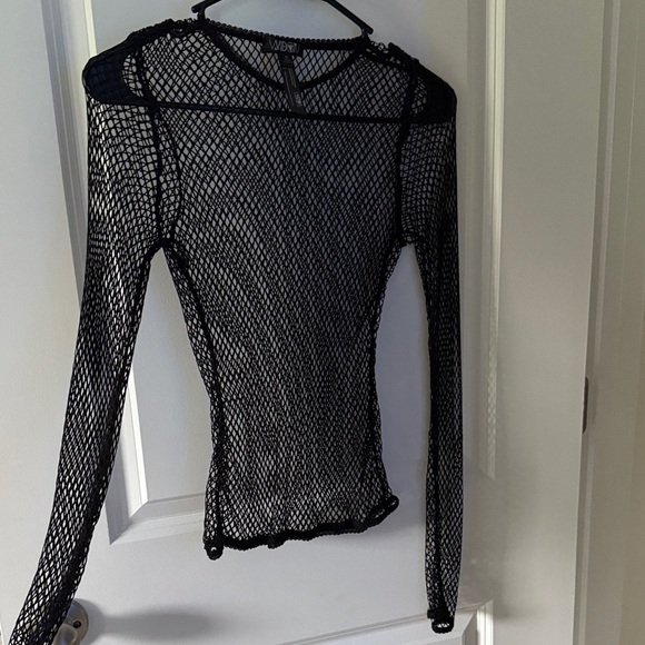 Dolls Kill X Widow Black Fishnet Long Sleeve Top - Picture 3 of 4